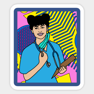 Colorful And Pretty Retro Nurse Sticker